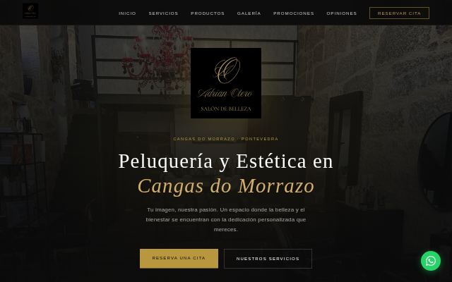 Captura de la página web de Adriano Tero Salón de Belleza, comercio y tiendas