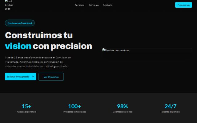 Captura de la página web de Construcciones Loal, reformas y construcción